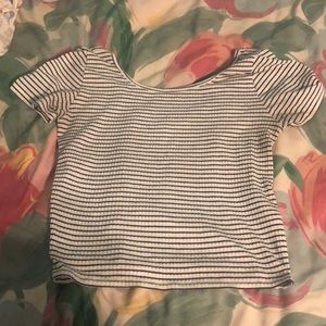Hollister blue and white striped crop top size med